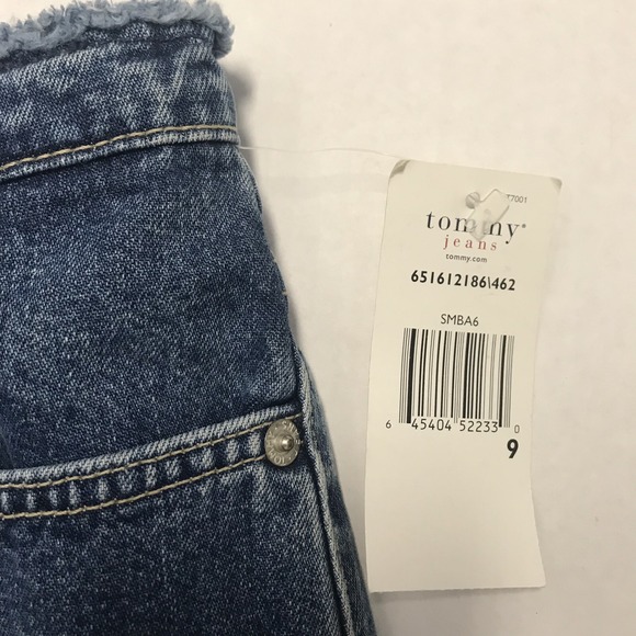 NWT Tommy Hilfiger 9 JRS Denim Mini Skirt Frayed Waist Straight Blue Jean 14.5L - Picture 3 of 8